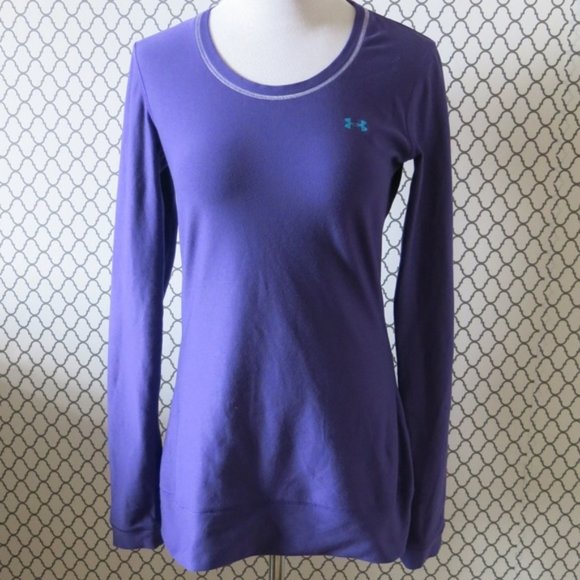 UNDER ARMOUR AllSeasonGear Purple Fitted Long Sleeve Athletic Top - Size Medium - Picture 2 of 6